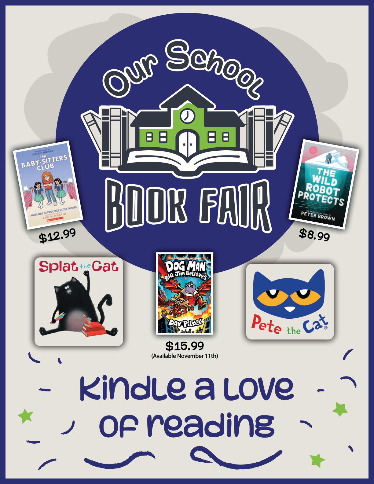 Our School Book Fair sample flyer page 1
