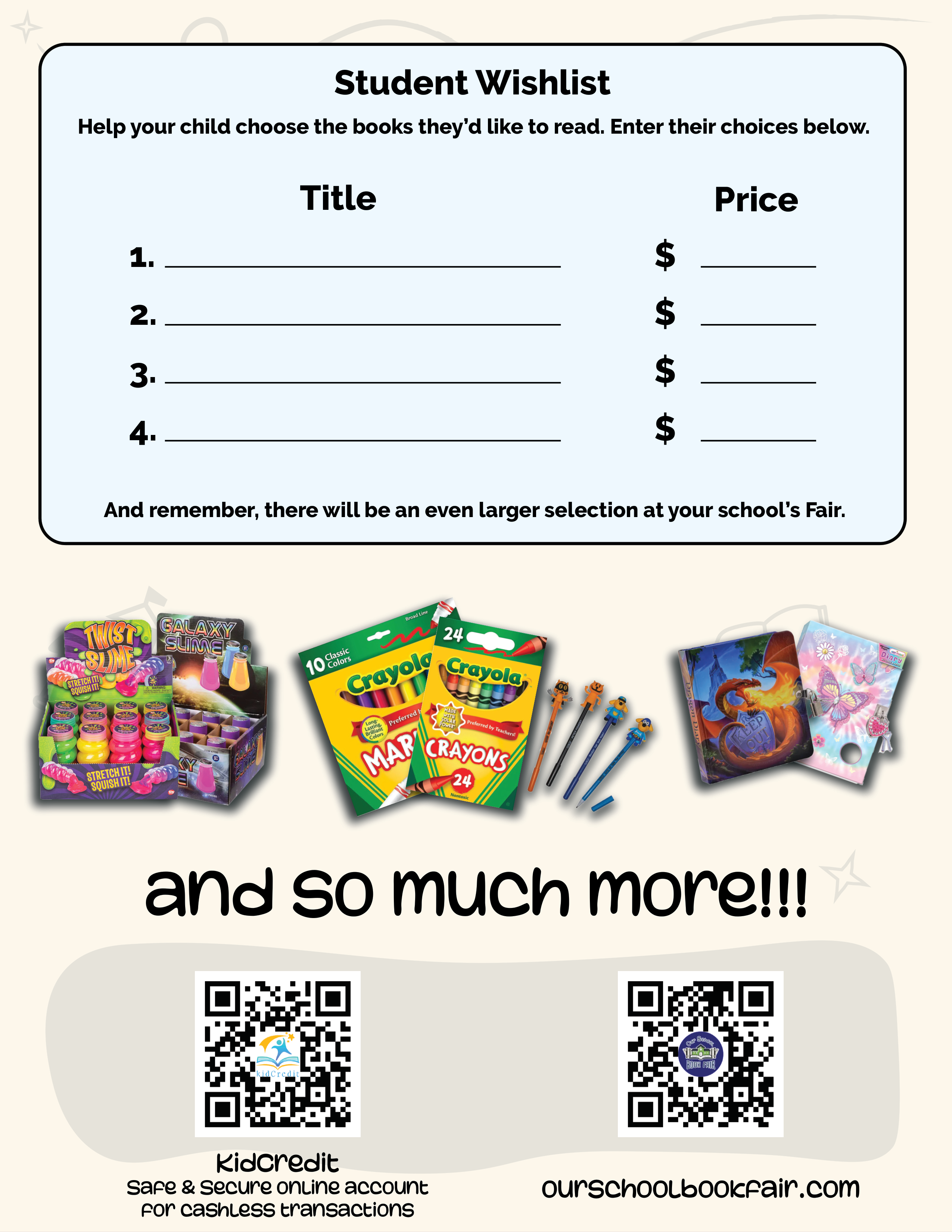 Our School Book Fair sample flyer page 4